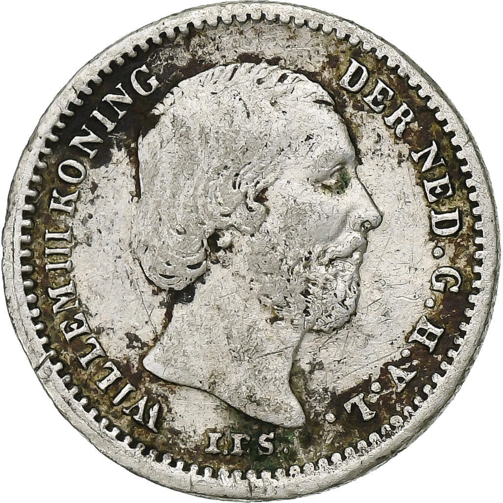 Moneta, Paesi Bassi, William III, 5 Cents, 1855, MB+, Argento, KM:91