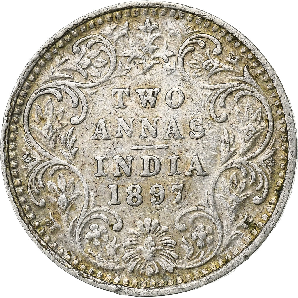 Indes britannique, Victoria, 2 Annas, 1897, Calcutta, Argent, TTB+, KM:488