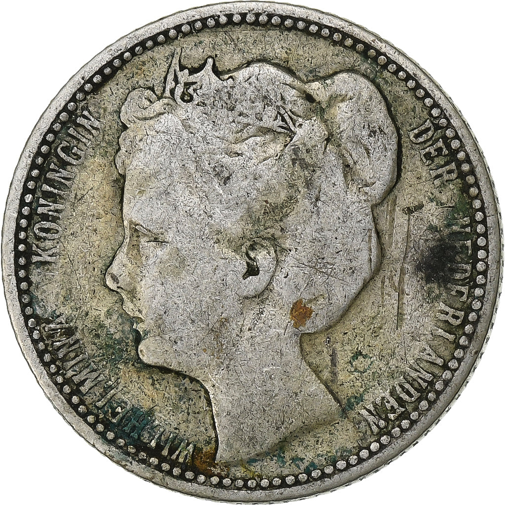 Moneda, Países Bajos, Wilhelmina I, 25 Cents, 1904, Utrecht, BC+, Plata