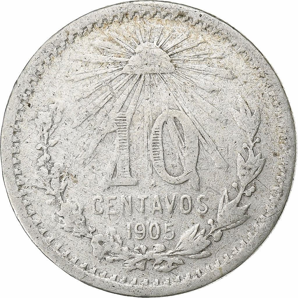 Messico, 10 Centavos, 1905, Mexico City, Argento, MB+, KM:404.2