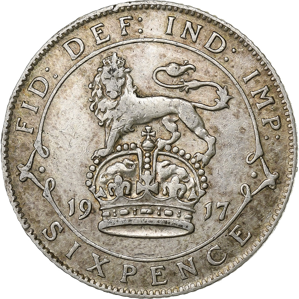 Coin, Great Britain, George V, 6 Pence, 1917, VF(30-35), Silver, KM:815