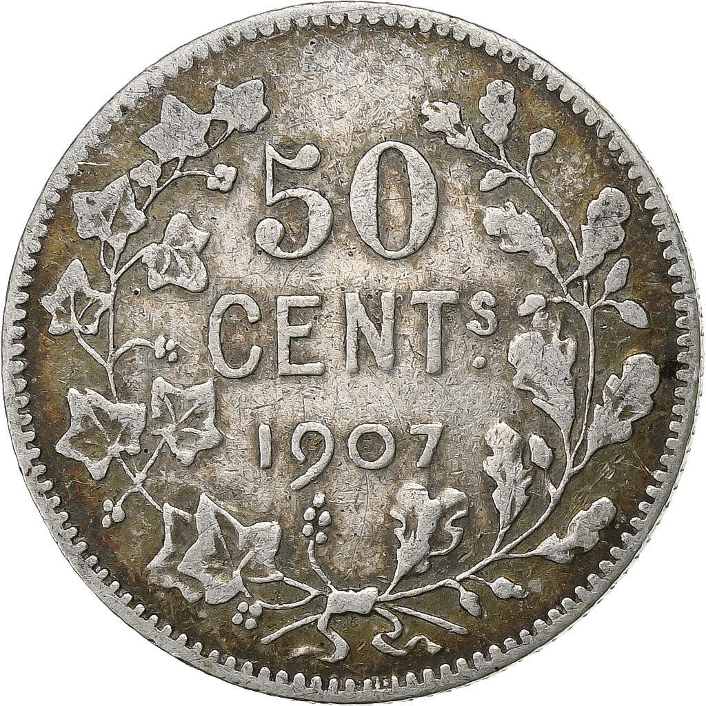Belgium, 50 Centimes, 1907, VF(20-25), Silver, KM:61.1