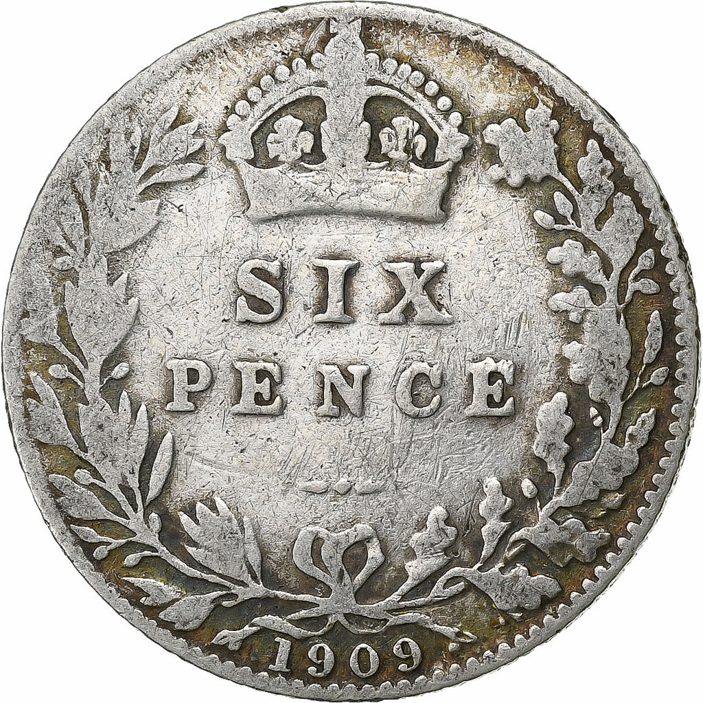 Grã-Bretanha, Edward VII, 6 Pence, 1909, Prata, VF(30-35), KM:799