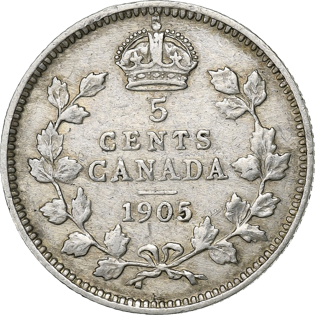 Canadá, Edward VII, 5 Cents, 1905, Royal Canadian Mint, Prata, VF(30-35), KM:13