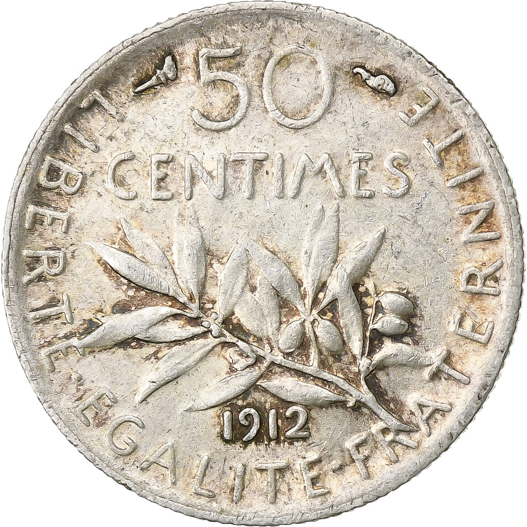 Frankrijk, 50 Centimes, Semeuse, 1912, Paris, Zilver, PR, Gadoury:420, KM:854