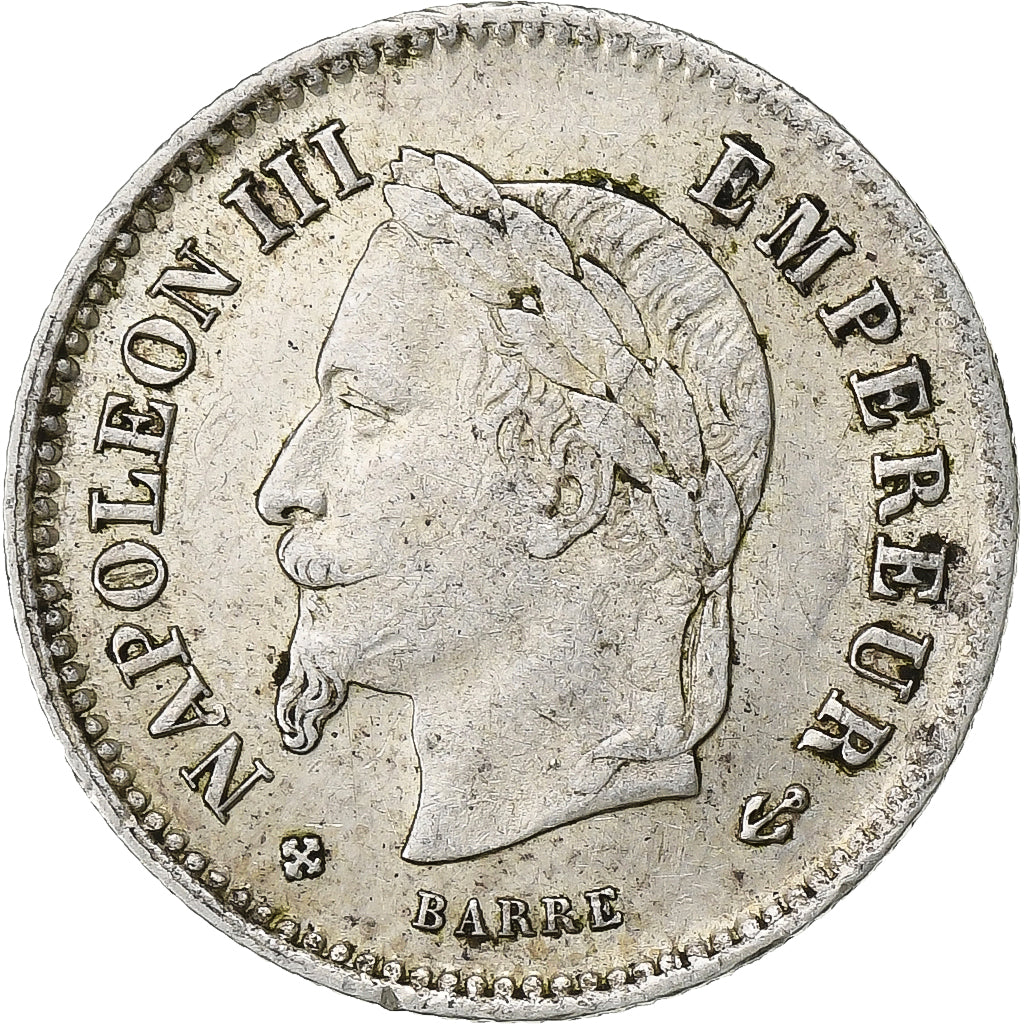 France, Napoléon III, 20 Centimes, 1867, Strasbourg, Argent, TTB, Le