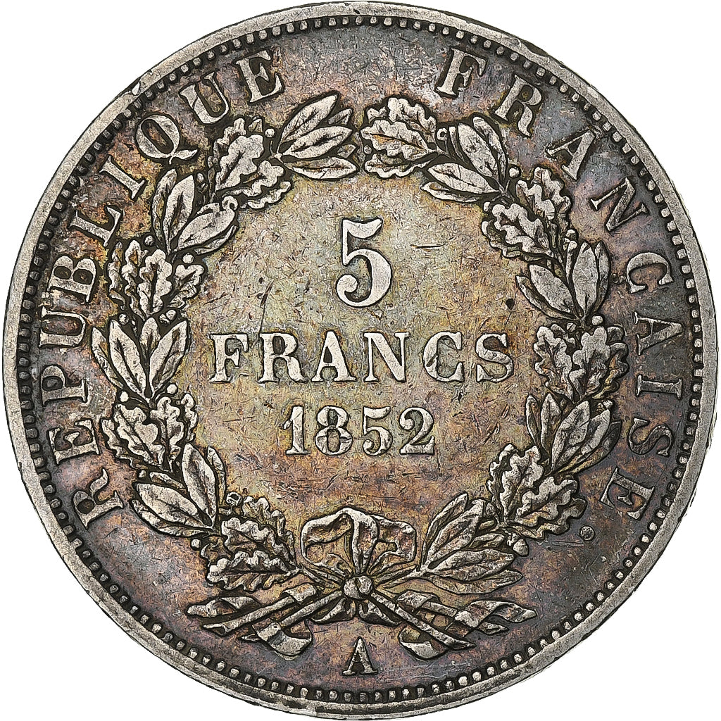 France,Napoléon III,5 Francs,1852,Paris, AU(50-53),Silver,KM:773.1,Gadoury 726