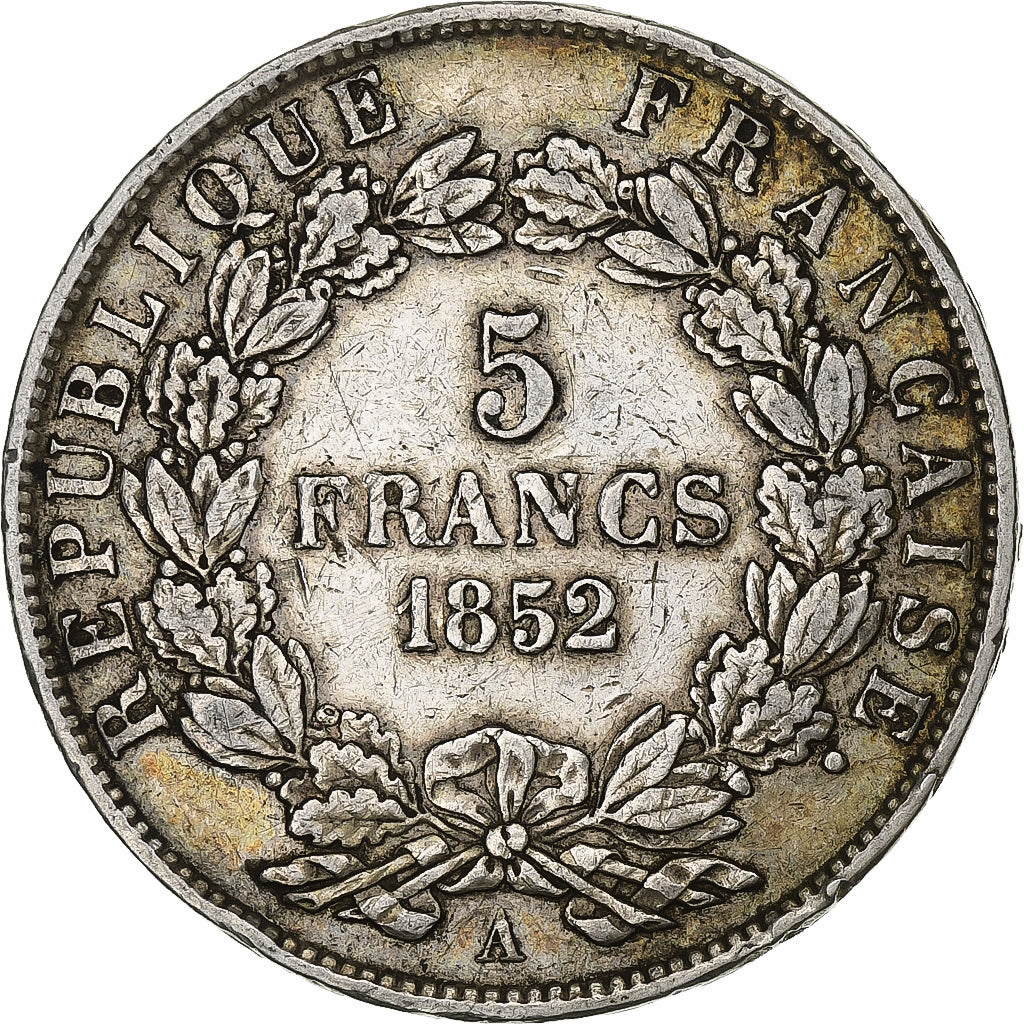 FRANCE, Napoléon III, 5 Francs, 1852, Paris, KM #773.1, VF(30-35), Silver, G...