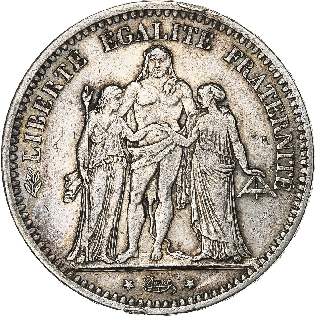 Moneda, Francia, Hercule, 5 Francs, 1873, Bordeaux, MBC+, Plata, KM:820.2