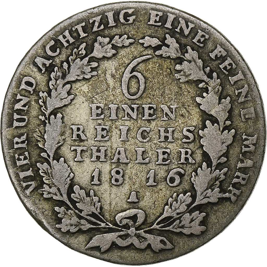 Münze, Deutsch Staaten, PRUSSIA, Friedrich Wilhelm III, 1/6 Thaler, 1816