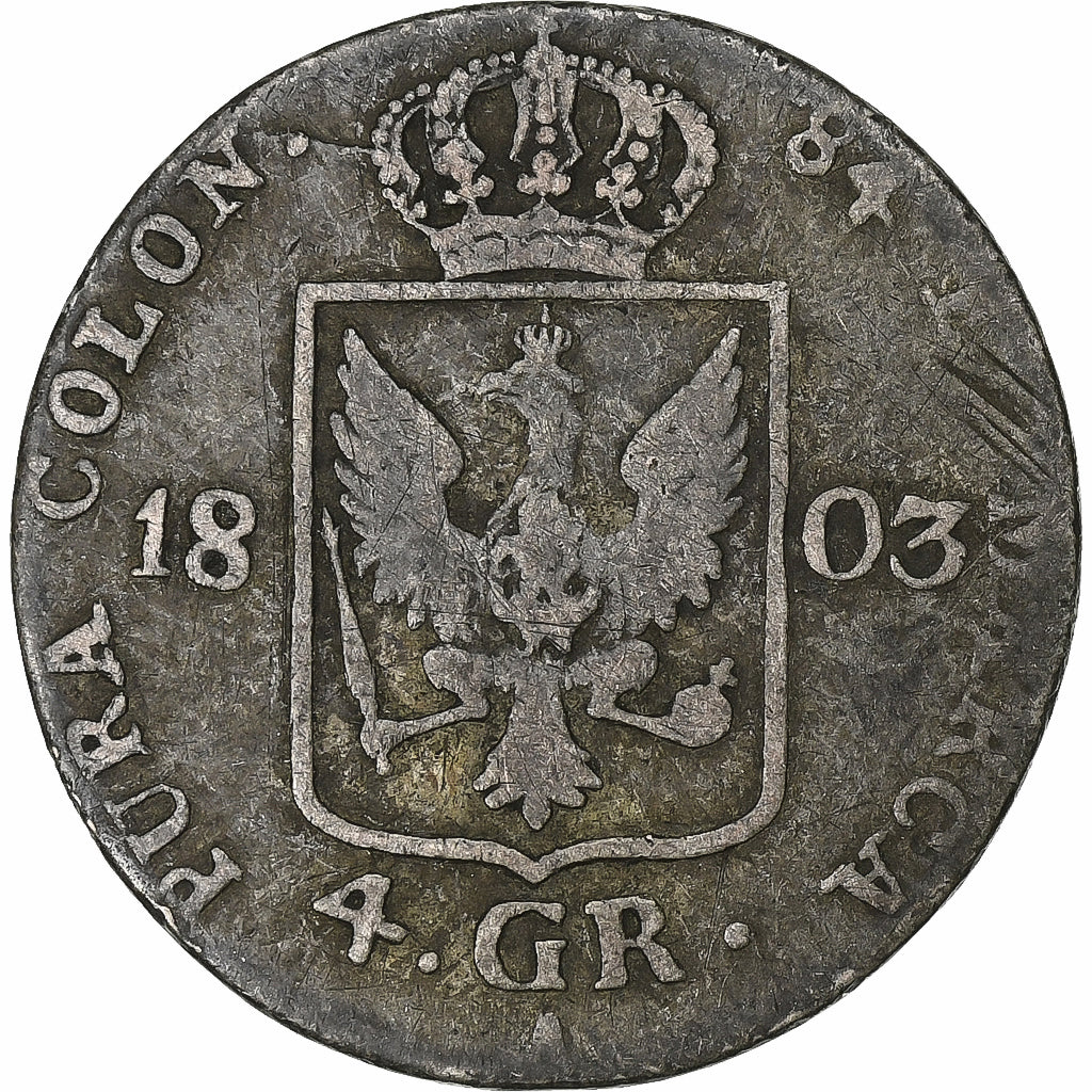 Deutsch Staaten, PRUSSIA, Friedrich Wilhelm III, 4 Groschen, 1803, Berlin