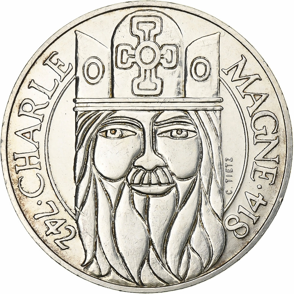 Moneda, Francia, Charlemagne, 100 Francs, 1990, Paris, EBC+, Plata, KM:982