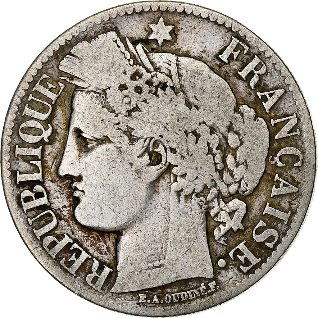 Münze, Frankreich, Cérès, 2 Francs, 1871, Paris, S+, Silber, KM:817.1