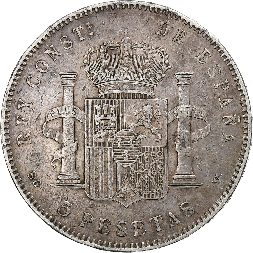 Moneda, España, Alfonso XIII, 5 Pesetas, 1897, Valencia, EBC, Plata, KM:707