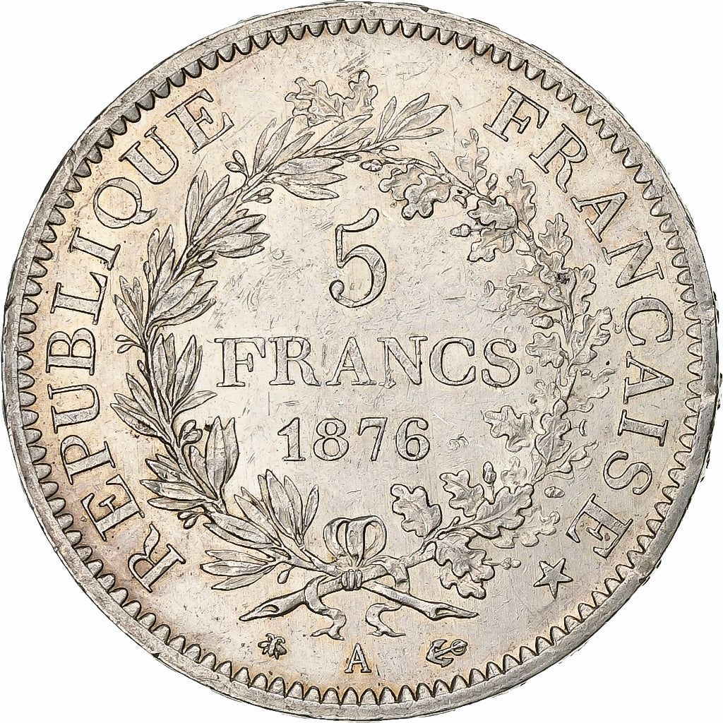 Coin, France, Hercule, 5 Francs, 1876, Paris, AU(50-53), Silver, KM:820.1