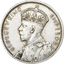 Mauritius, George V, 1/2 Rupee, 1934, Silver, EF(40-45), KM:16