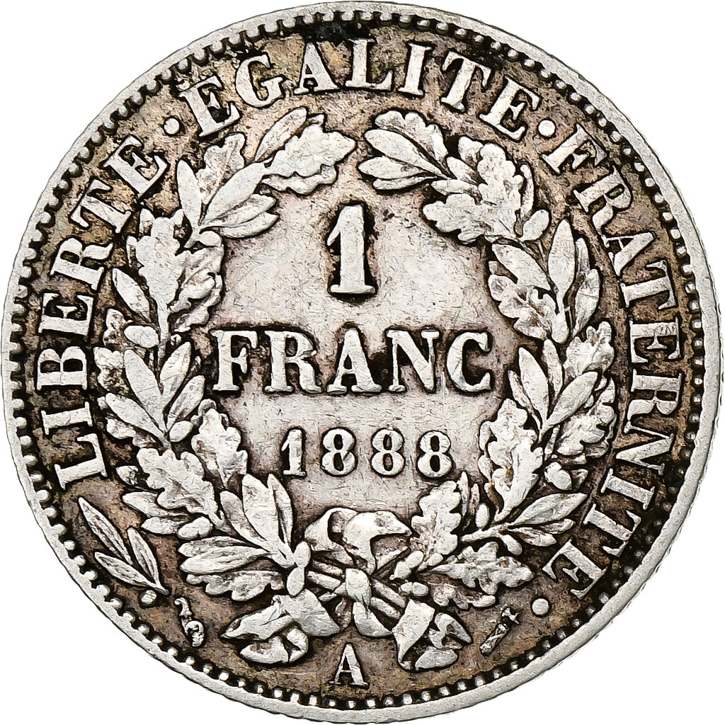 France, Franc, Cérès, 1888, Paris, Silver, EF(40-45), KM:822.1