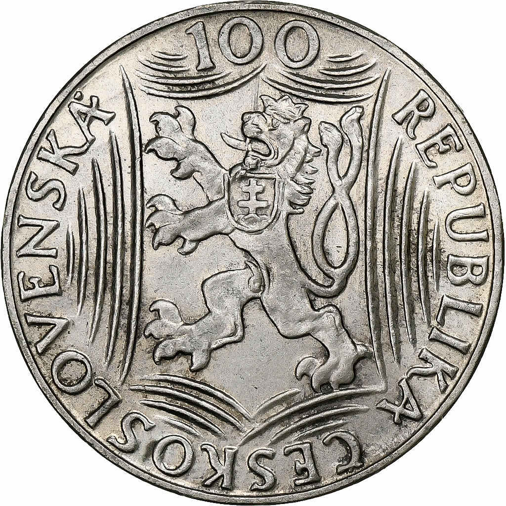 Tchécoslovaquie, 100 Korun, 1949, SUP, Argent, KM:30