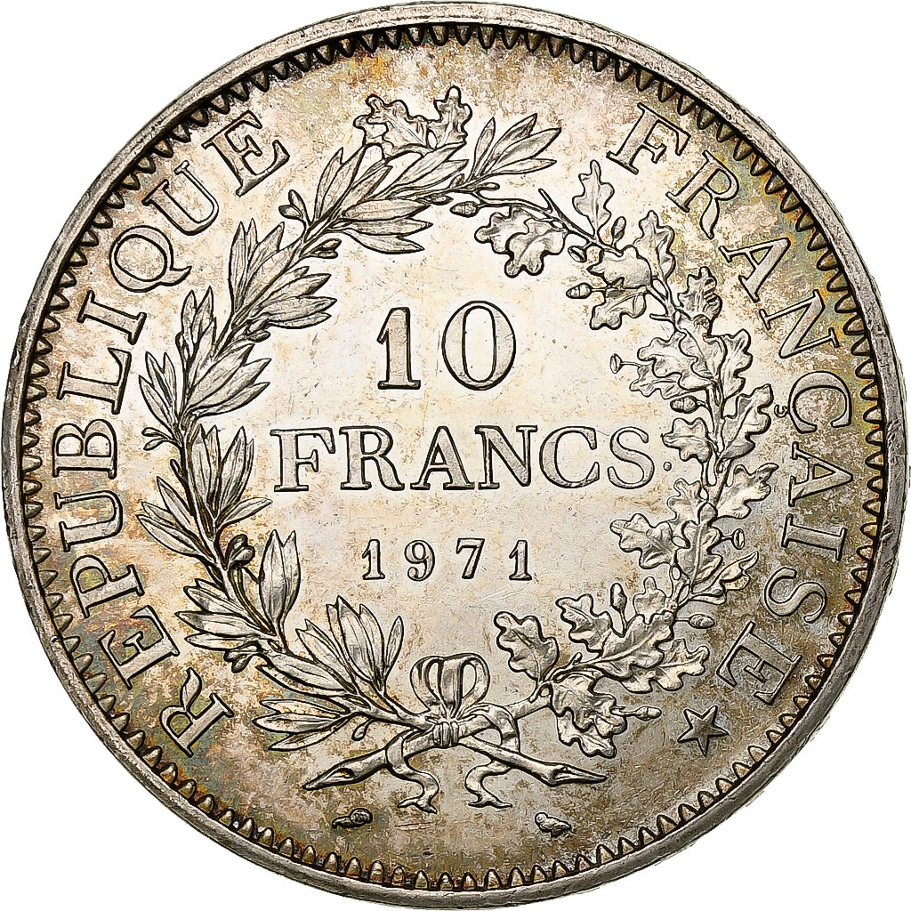 France, 10 Francs, Hercule, 1971, Paris, Silver, MS(60-62), KM:932