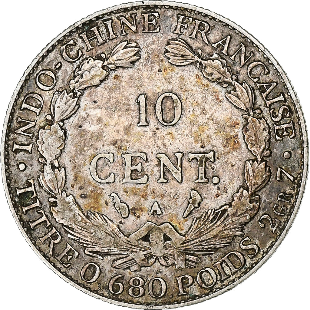 Indocia Francese, 10 Cents, 1923, Paris, Argento, SPL-