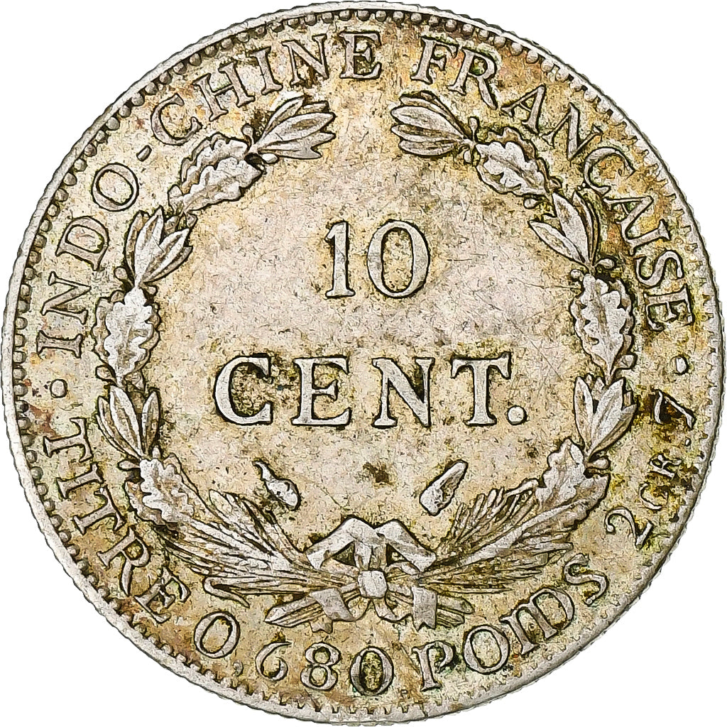 INDOCINA FRANCESE, 10 Cents, 1937, Paris, Argento, BB, KM:16.2