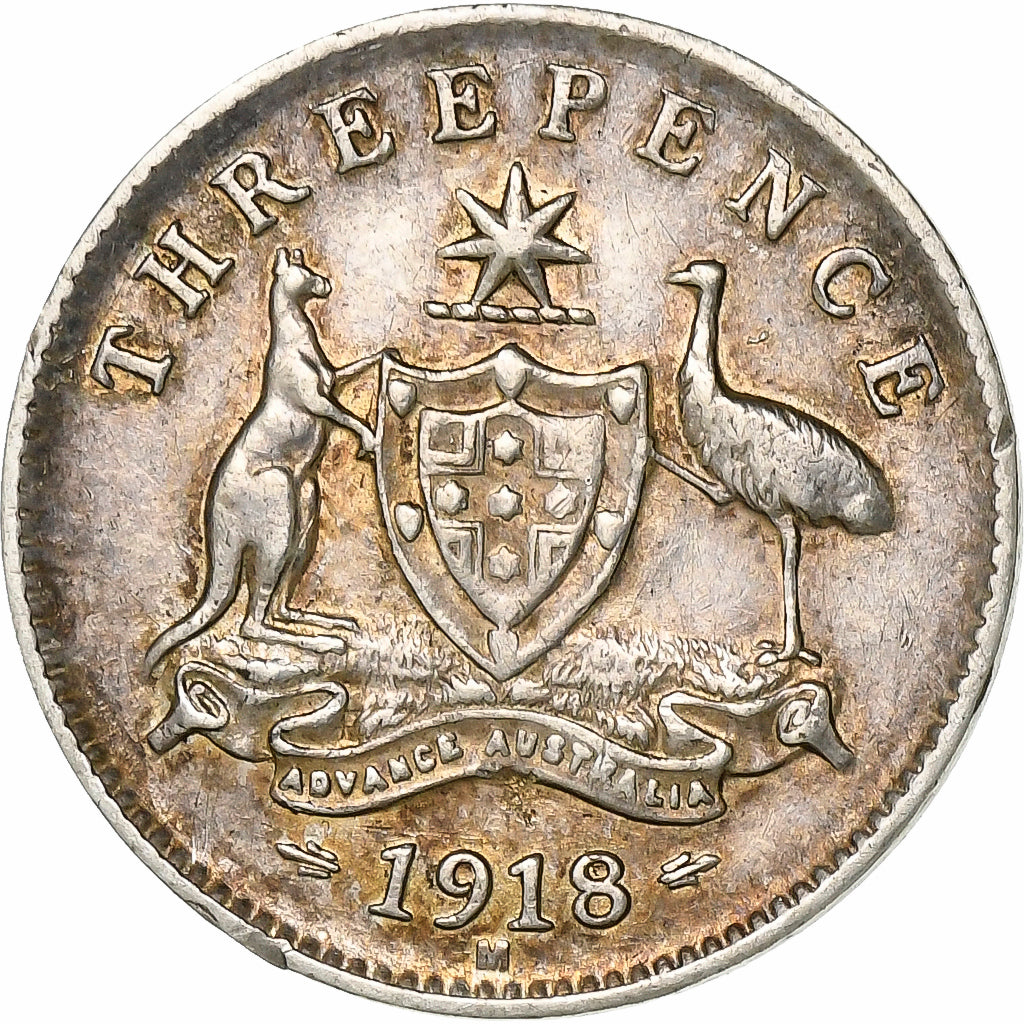 Australia, George V, Threepence, 1918, Perth, Silver, AU(50-53), KM:24