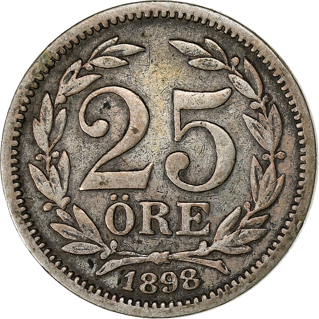 Schweden, Oscar II, 25 Öre, 1898, SS, Silber, KM:739