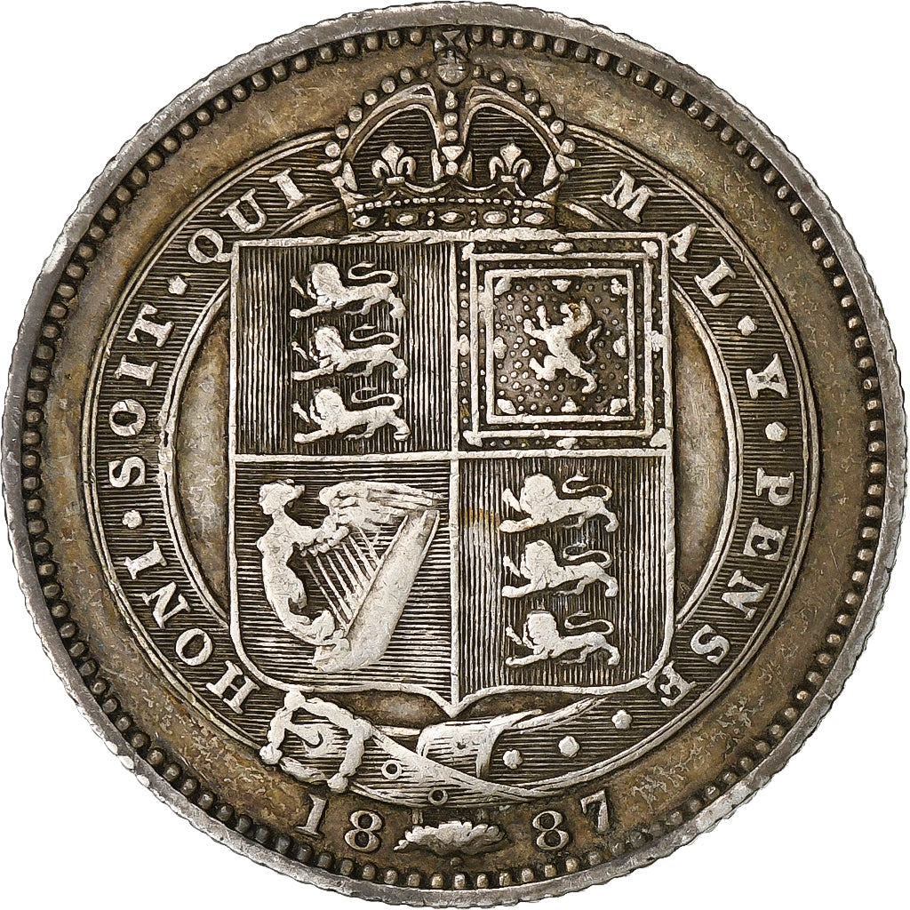 Munten, Groot Bretagne, Victoria, Shilling, 1887, ZF+, Zilver, KM:761
