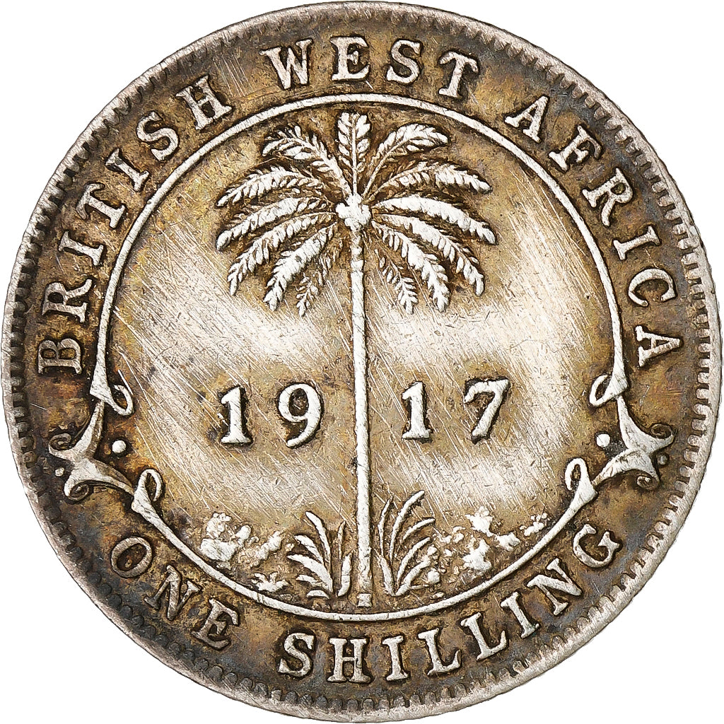 BRITISH WEST AFRICA, George V, Shilling, 1917, Silver, EF(40-45), KM:12