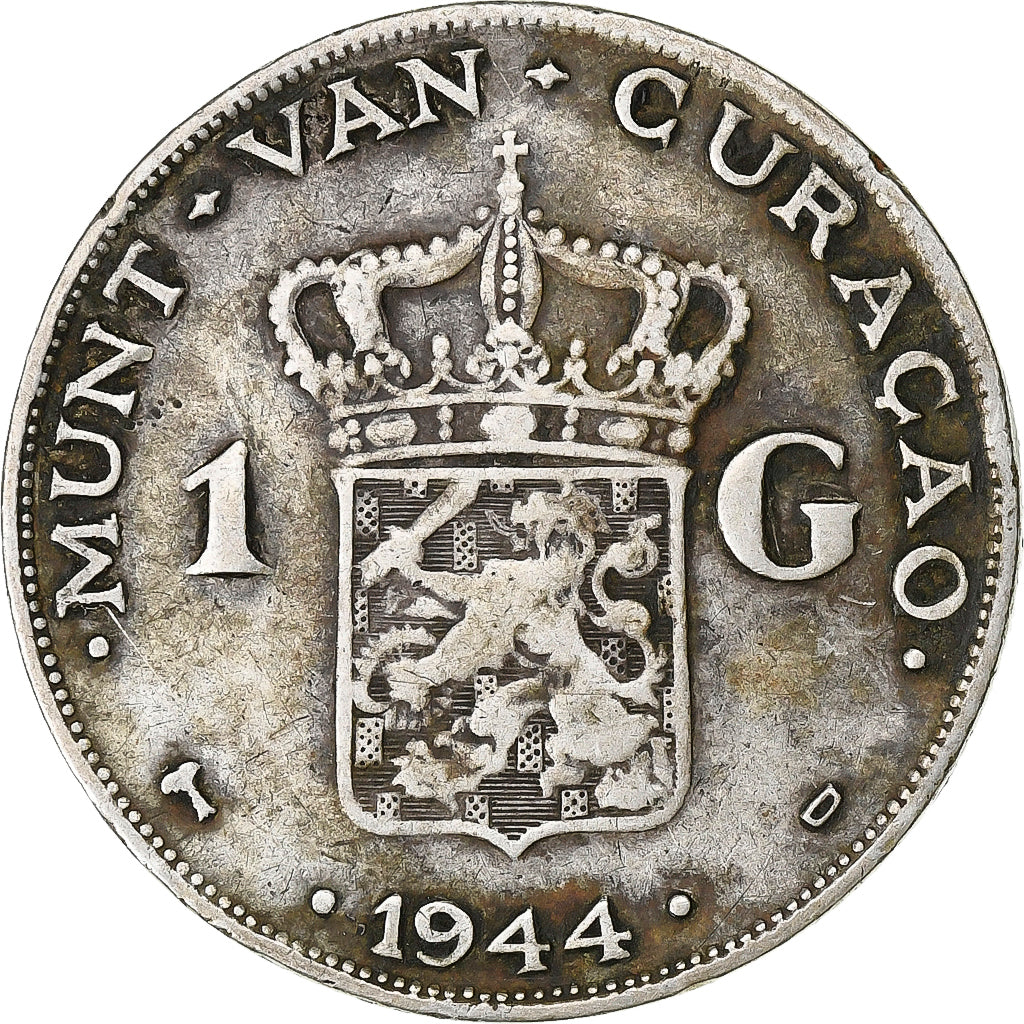 Curaçao, Wilhelmina I, Gulden, 1944, Srebro, VF(30-35), KM:161.2