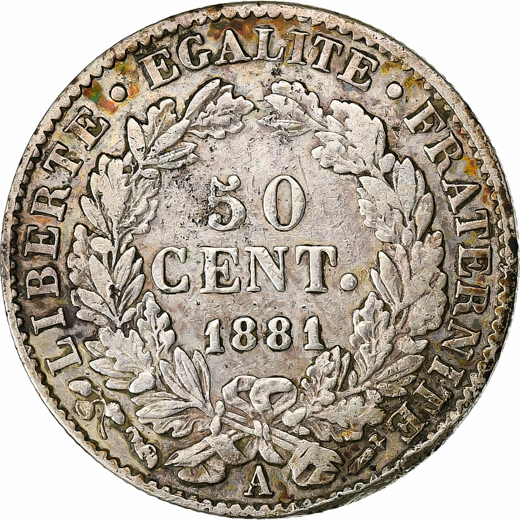 France, 50 Centimes, Cérès, 1881, Paris, Silver, EF(40-45), Gadoury:419a