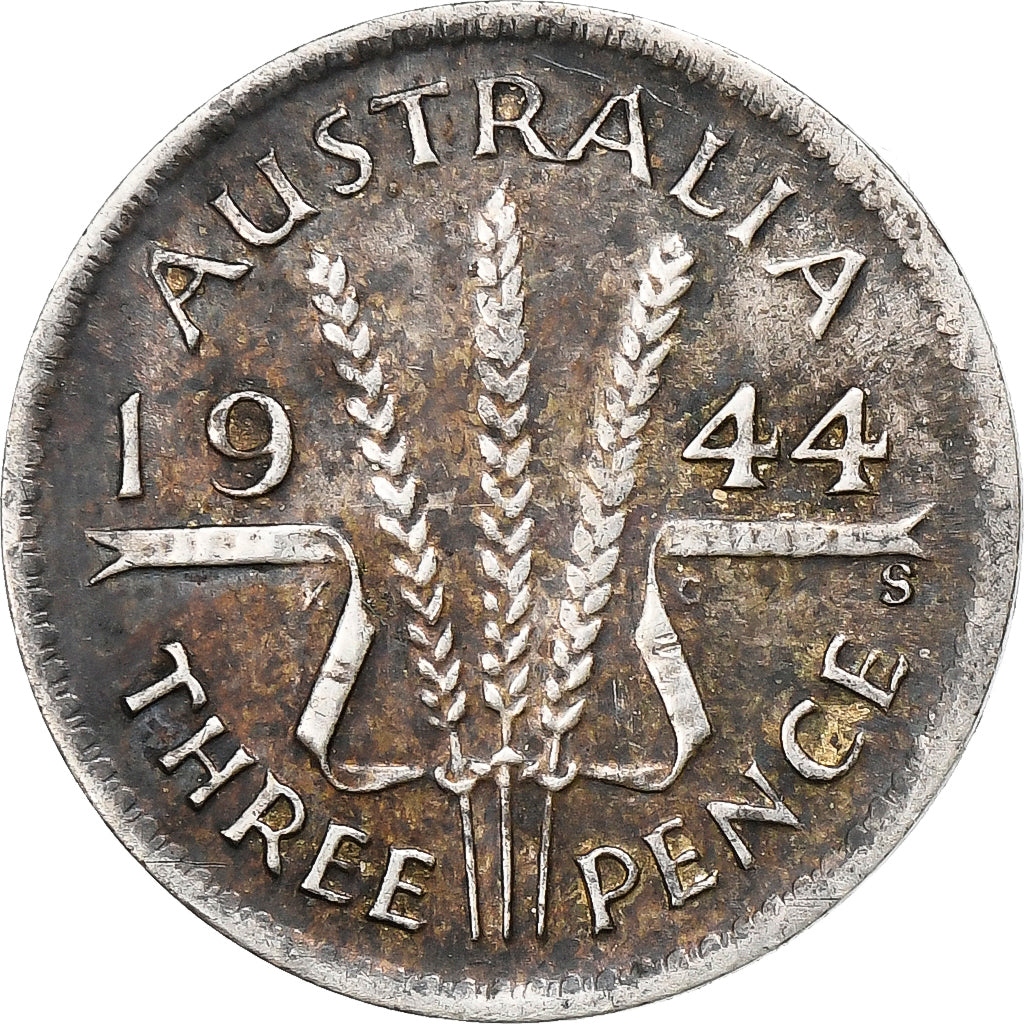 Australia, George VI, 3 Pence, 1944, Melbourne, Biglione, BB, KM:44