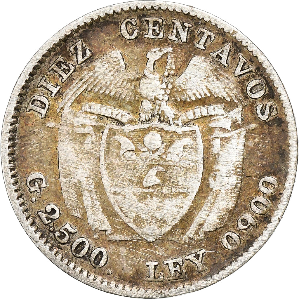 Colombia, 10 Centavos, 1911, Silver, EF(40-45), KM:196.1