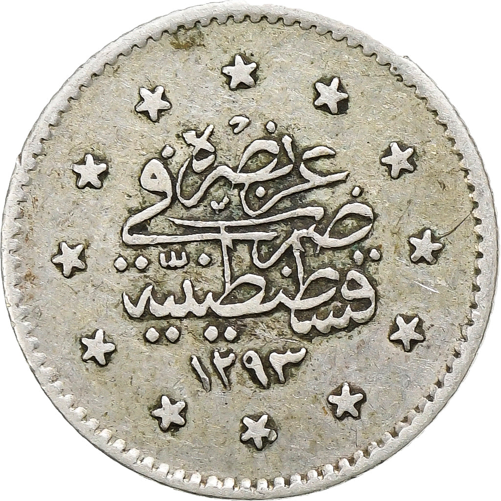 Ottoman Empire, Abdul Hamid II, 1 Kurus, 1897 (1293), Constantinople, Silver