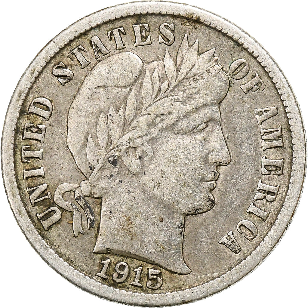 Stati Uniti, Dime, Barber Dime, 1915, Philadelphia, Argento, BB, KM:113