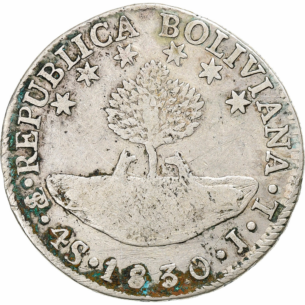 Coin, Bolivia, 4 Soles, 1830, Potosi, VF(30-35), Silver, KM:96a.2