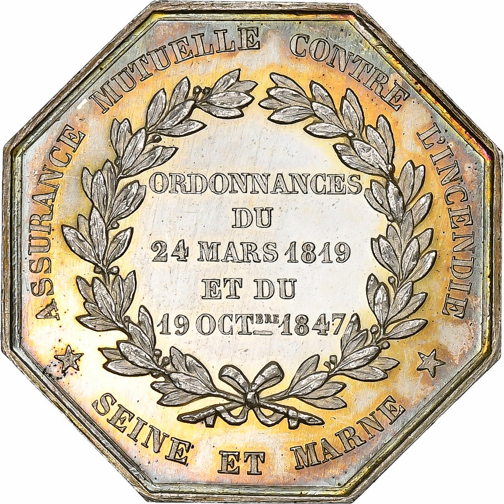 France, Jeton, Assurance Mutuelle contre l'Incendie, Seine et Marne, 1847