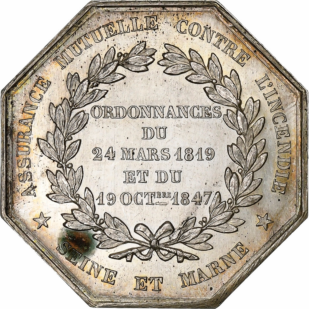 France, Jeton, Assurance Mutuelle contre l'Incendie, Seine et Marne, 1847