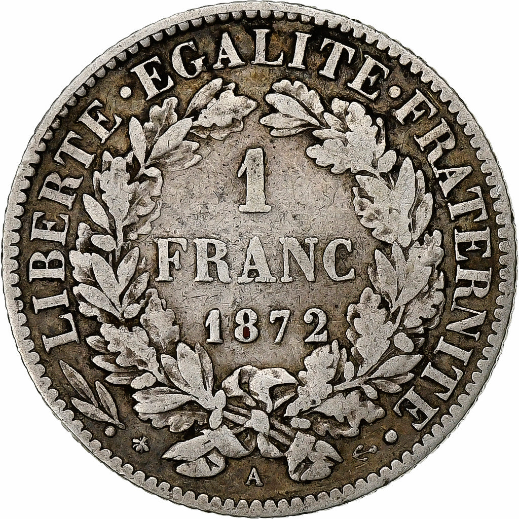 Munten, Frankrijk, Cérès, Franc, 1872, Paris, ZF, Zilver, KM:822.1