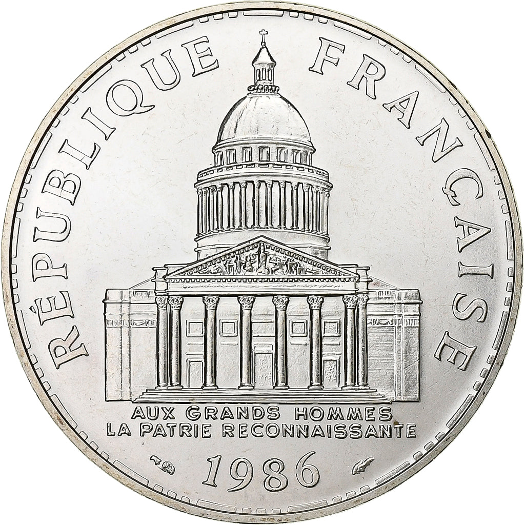 Moeda, França, Panthéon, 100 Francs, 1986, Paris, MS(65-70), Prata, KM:951.1