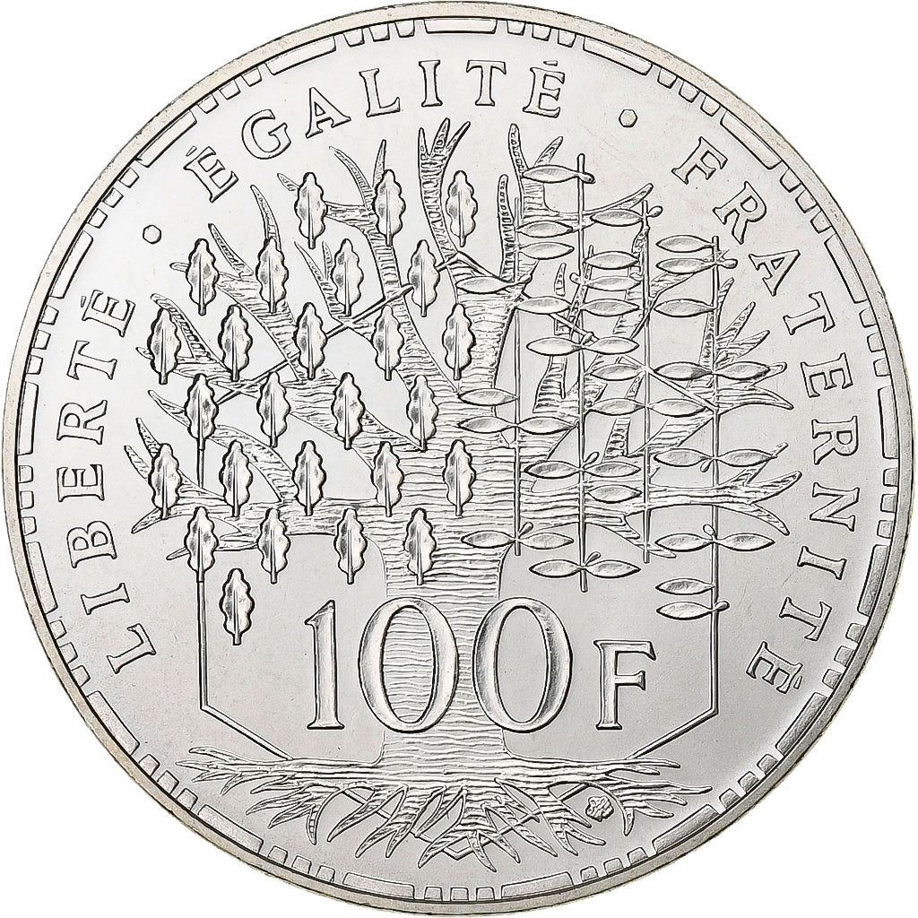 Moeda, França, Panthéon, 100 Francs, 1986, Paris, MS(65-70), Prata, KM:951.1