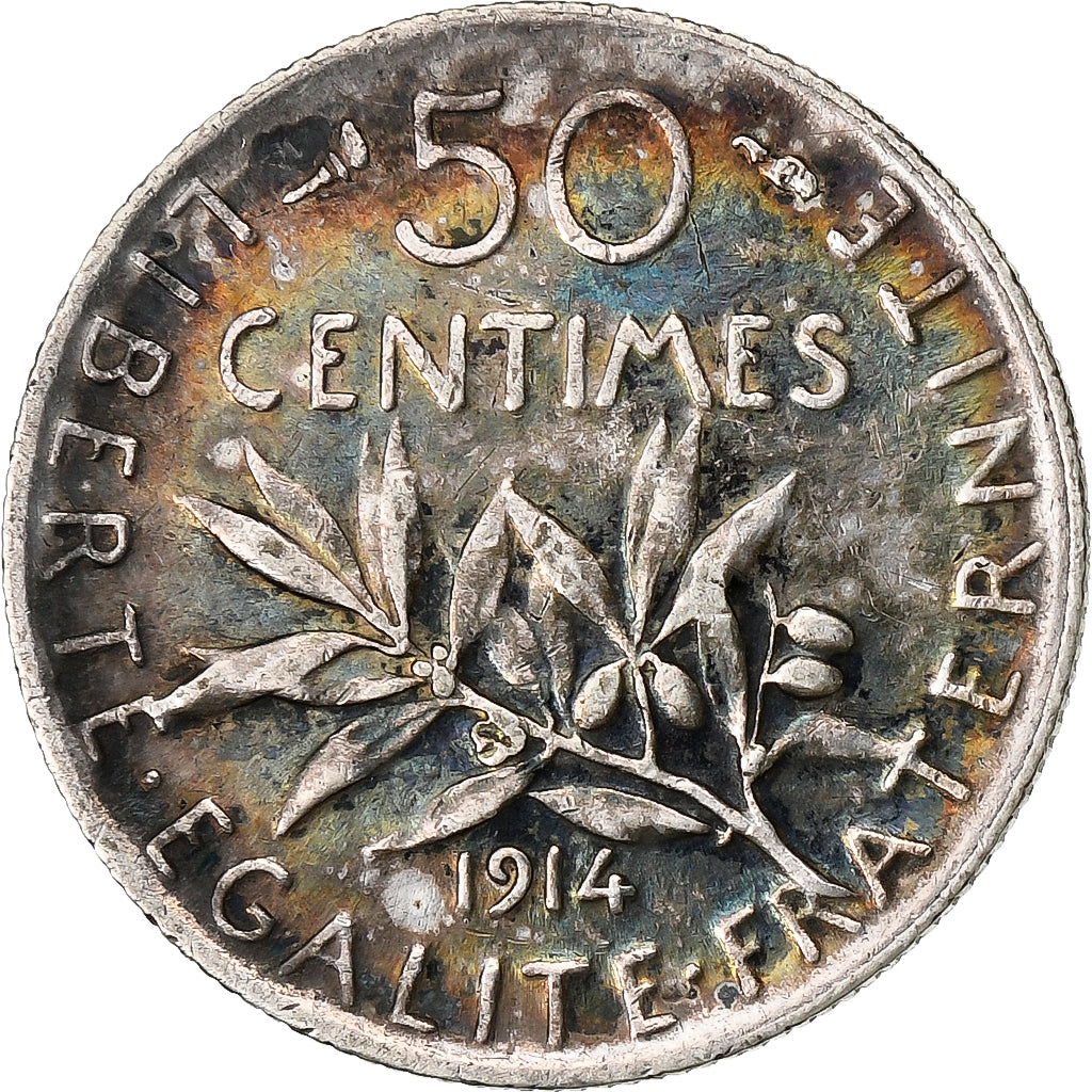 Frankreich, Semeuse, 50 Centimes, 1914, Paris, SS+, Silber, KM:854, Gadoury:420