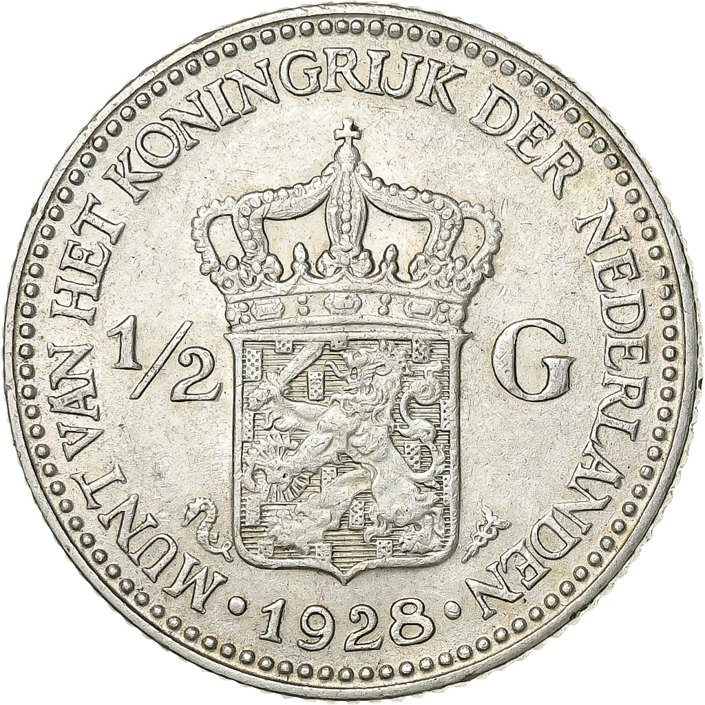 Moneta, Paesi Bassi, Wilhelmina I, 1/2 Gulden, 1928, BB, Argento, KM:160