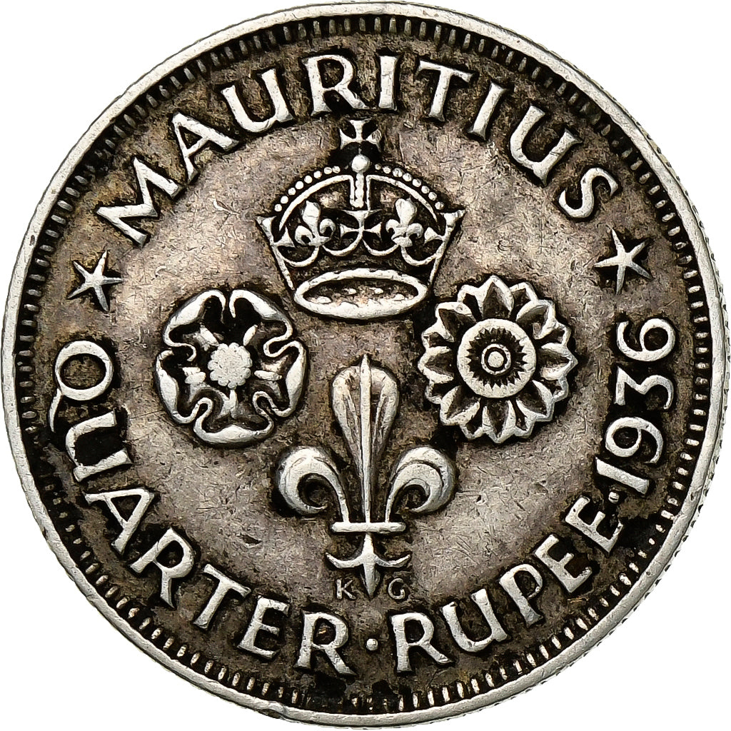 Mauritius, George V, 1/4 Rupee, 1936, SS, Silber, KM:15