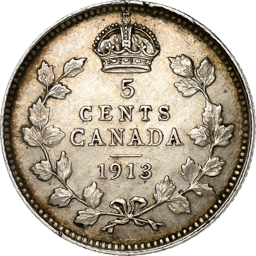 Coin, Canada, George V, 5 Cents, 1913, Royal Canadian Mint, Ottawa, EF(40-45)