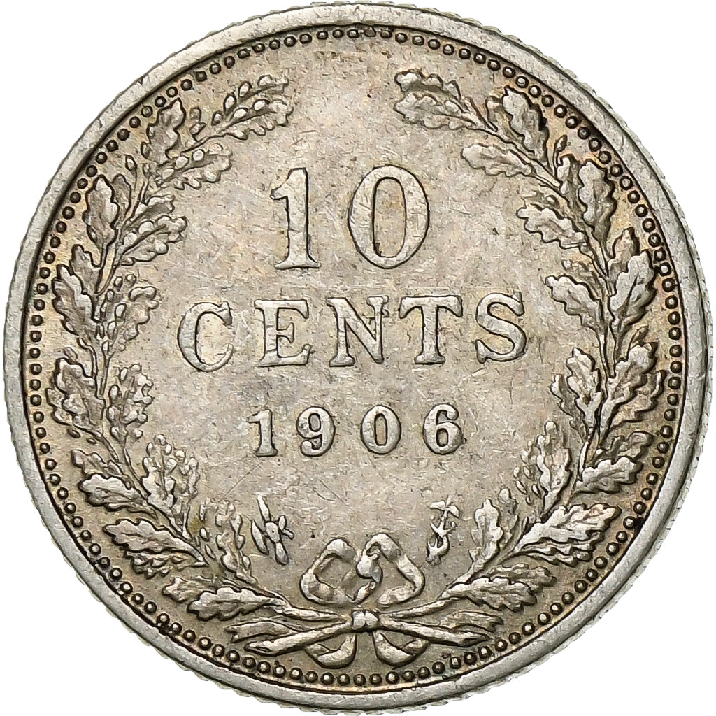 Moneta, Holandia, Wilhelmina I, 10 Cents, 1906, EF(40-45), Srebro, KM:136