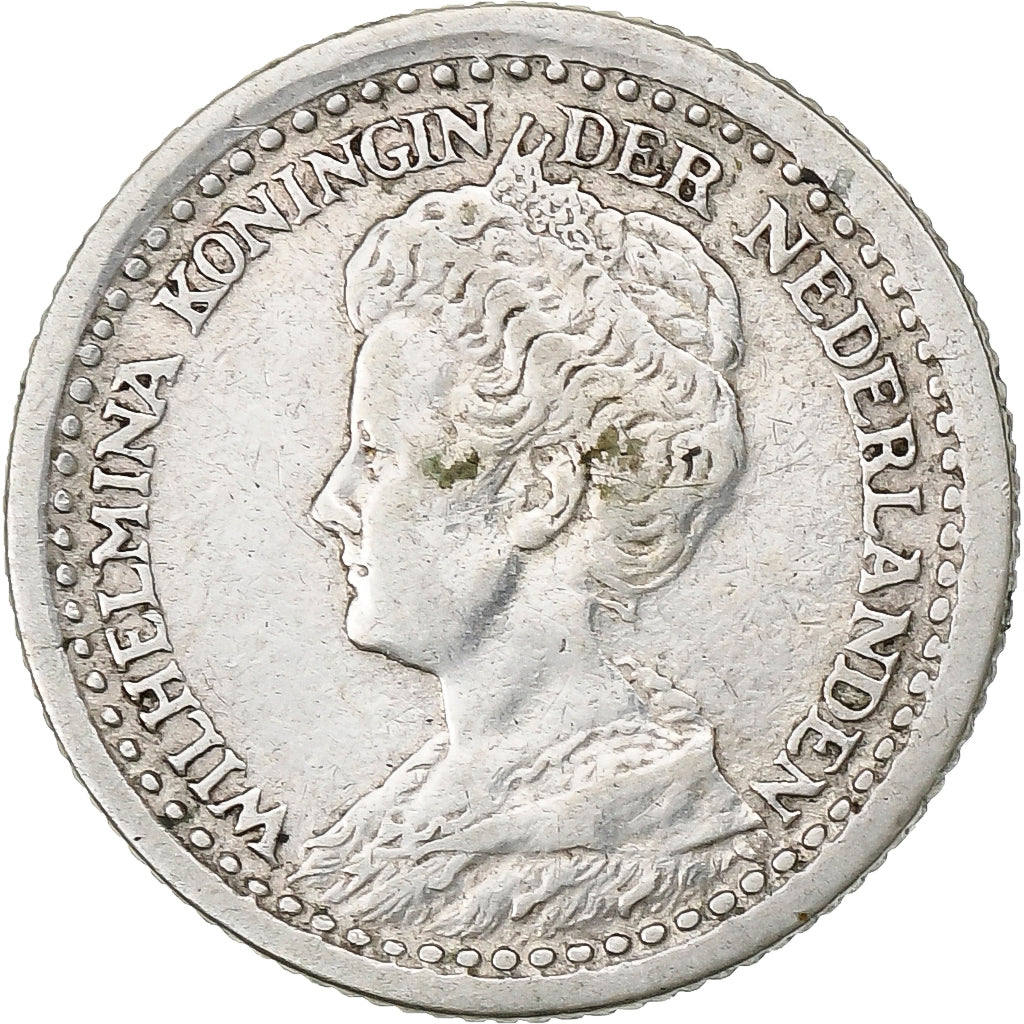 Holandia, Wilhelmina I, 10 Cents, 1919, Utrecht, Srebro, VF(30-35), KM:145