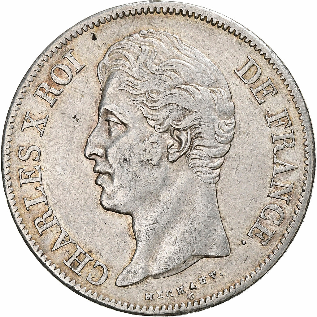 FRANCE, Charles X, 5 Francs, 1828, Paris, KM #728.1, VF(30-35), Silver, Gadoury.