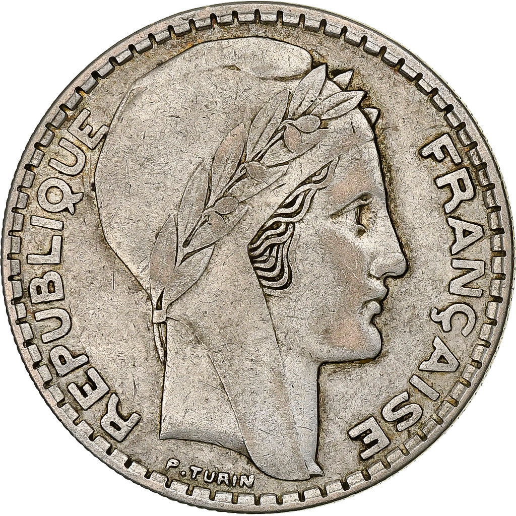 France, 20 Francs, Turin, 1937, Paris, Silver, EF(40-45), Gadoury:852, KM:879