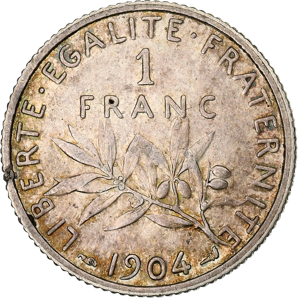 Moneta, Francia, Semeuse, Franc, 1904, Paris, BB+, Argento, KM:844.1